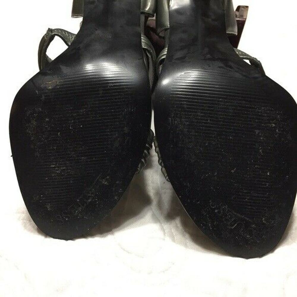 Guess Davisa Gun Metal Silver Grey Leather Stiletto Sandals Size 9.5M - Picture 8 of 8